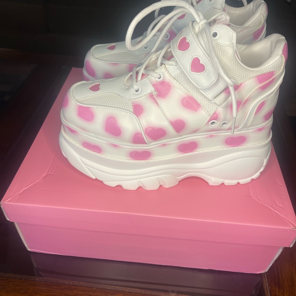 SUGAR THRILLZ FAIRYWALKER by DOLLS KILL Heart Patterned platform sneakers - Picture 2 of 15